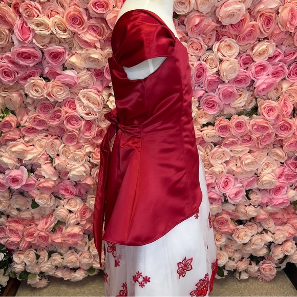 Little Girls Tea Length Red Dress - Picture 5 of 8